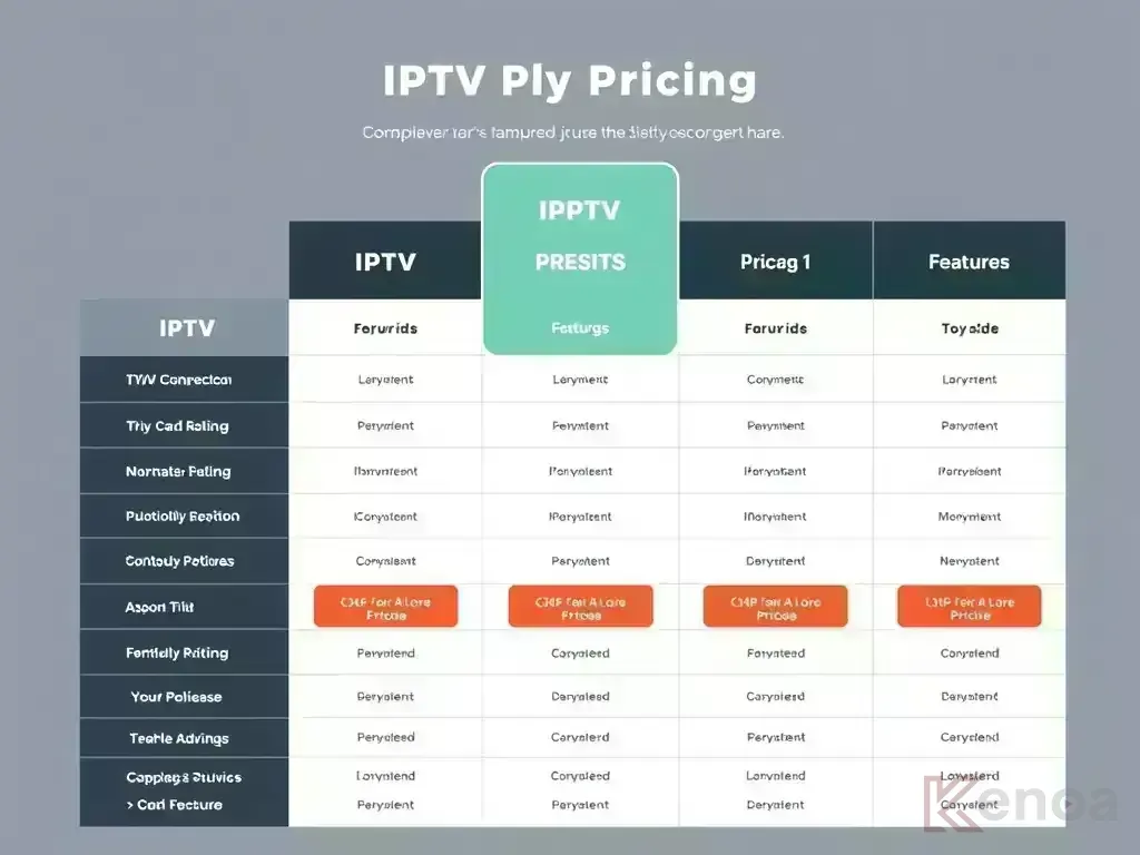 Comparison chart of KenoaTV pricing plans
