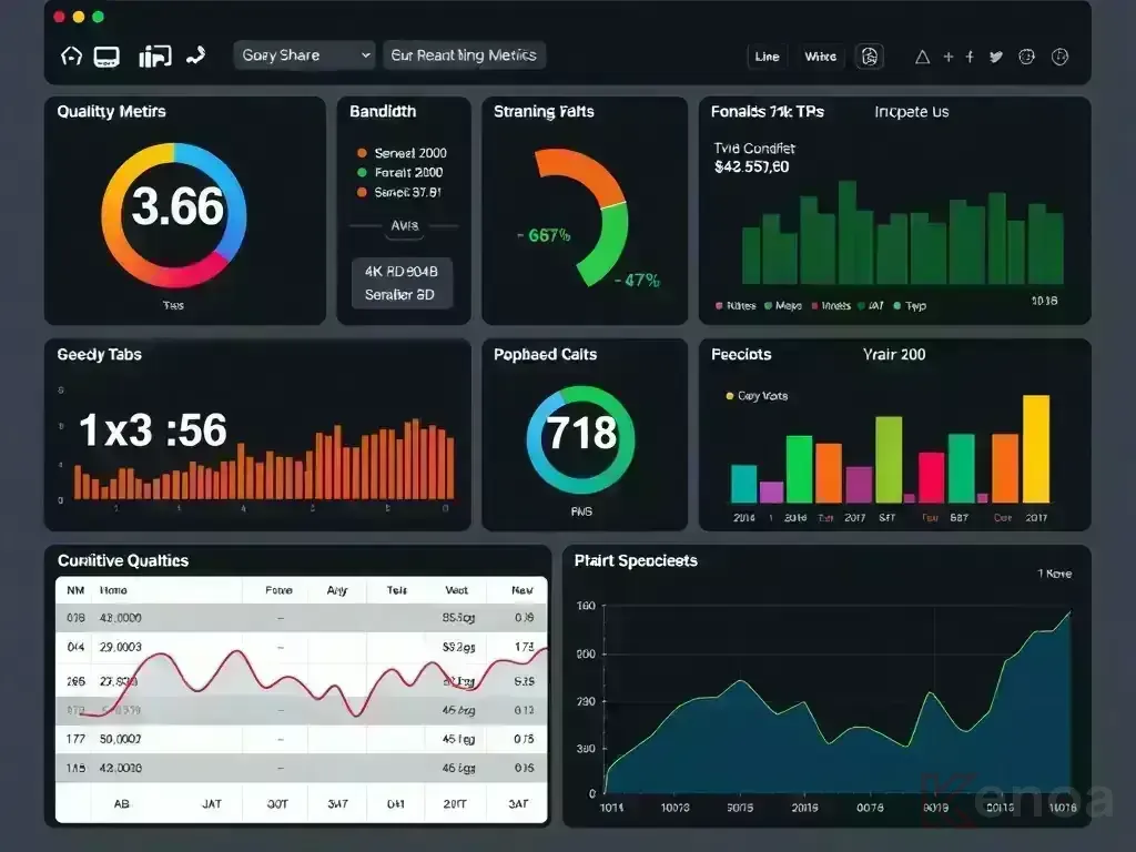 Dashboard showing streaming quality metrics and performance
