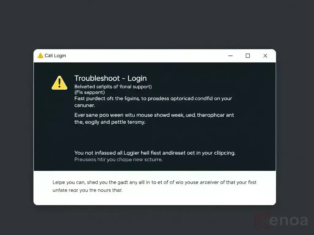 Login error screen with troubleshooting tips